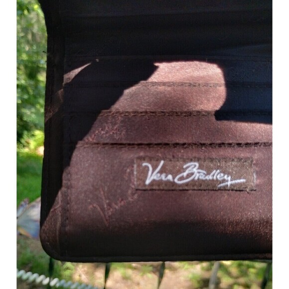 Vera Bradley Java Blue Wallet Brown and Blue Paisley all over Print Preloved - Picture 2 of 8